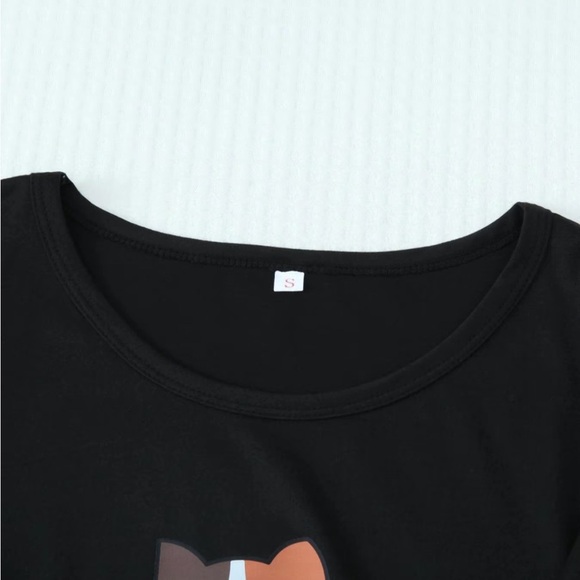 Black and Pink Cat Print Pajama Set - Picture 5 of 8